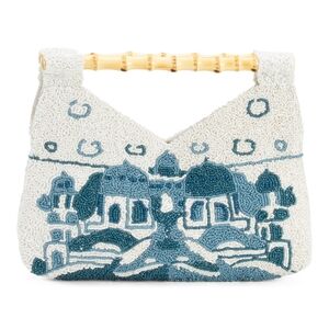 Artistic Blue and White Beaded Shoulder Bag